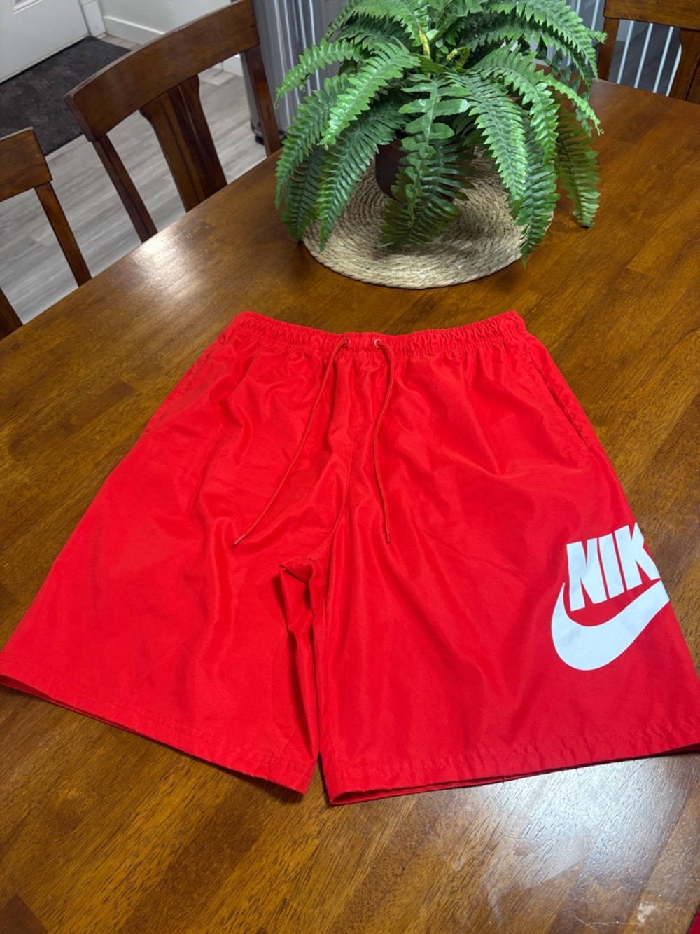 Nike Red Athletic Shorts with White Logo